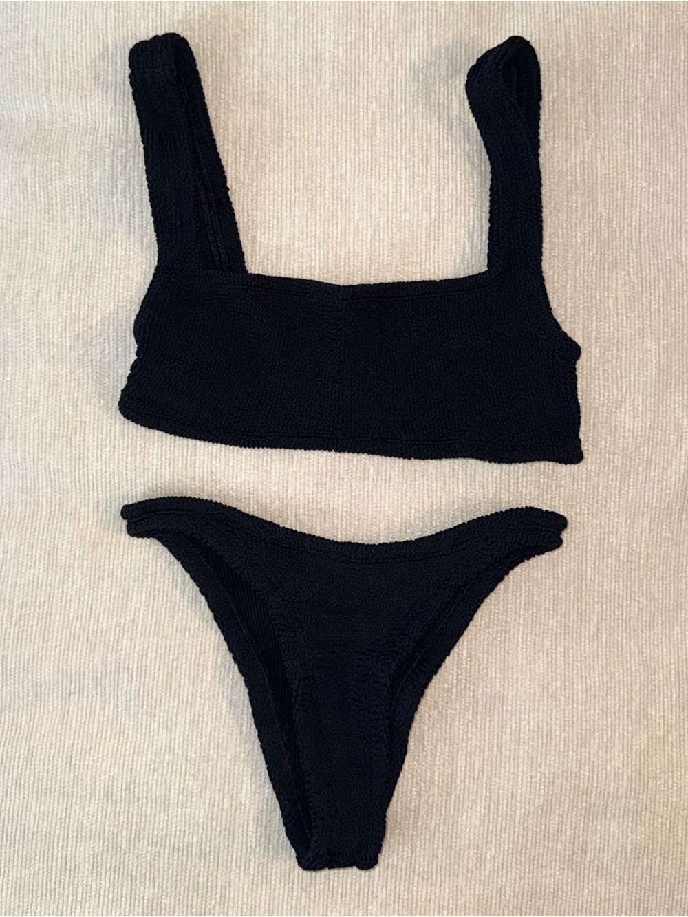 Hunza G Xandra Square Neck Black Bikini Set Classic Stetchy Timeless Noir - Picture 6 of 7